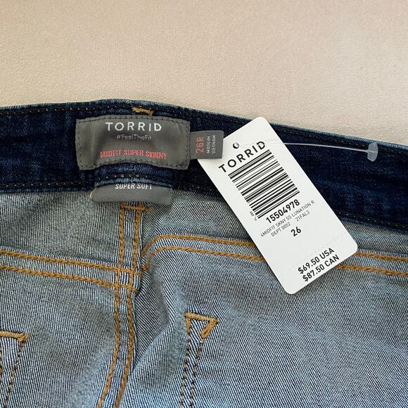 Torrid NWT Midfit Super Skinny Jean Super Soft Dark Wash Size 26 High Rise Blue - Picture 6 of 10